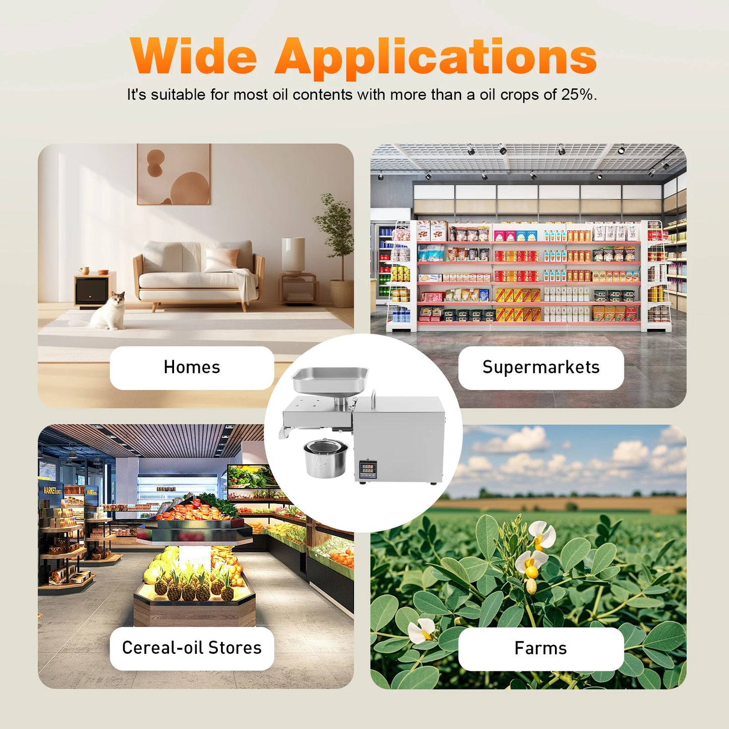 610W Electric Oil Press Machine 304 Stainless Steel Cold/Hot Press Brushless Motor Temp Control for Nuts Seeds Olive 110V/220V