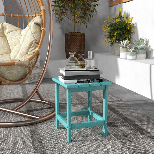 Patio Side Table, Outdoor Plastic End Table for Backyard Deck Lawn, Green