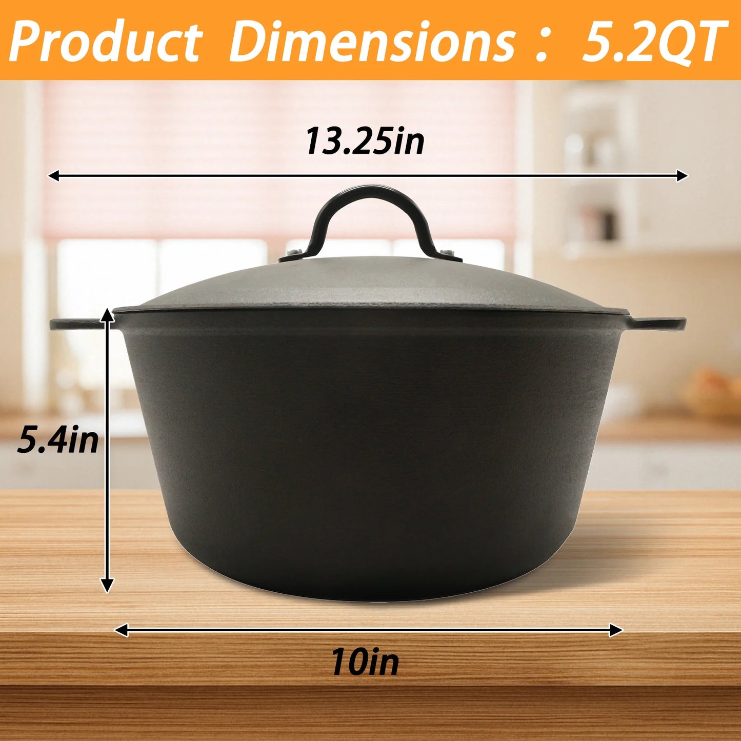HANSMART Cast Iron Dutch Oven With Lid Induction Compatible Nonstick