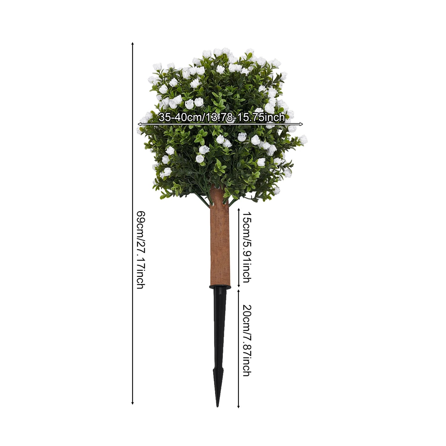 Outdoor Landscape Greenery, Artificial Ginkgo Biloba Tree, Wood Plastic 69cm 2pcs White Bloom Ground Spike Artificial Ginkgo Biloba Tree, Artificial Ginkgo Biloba Tree Courtyard Balcony Home Layout Accessory