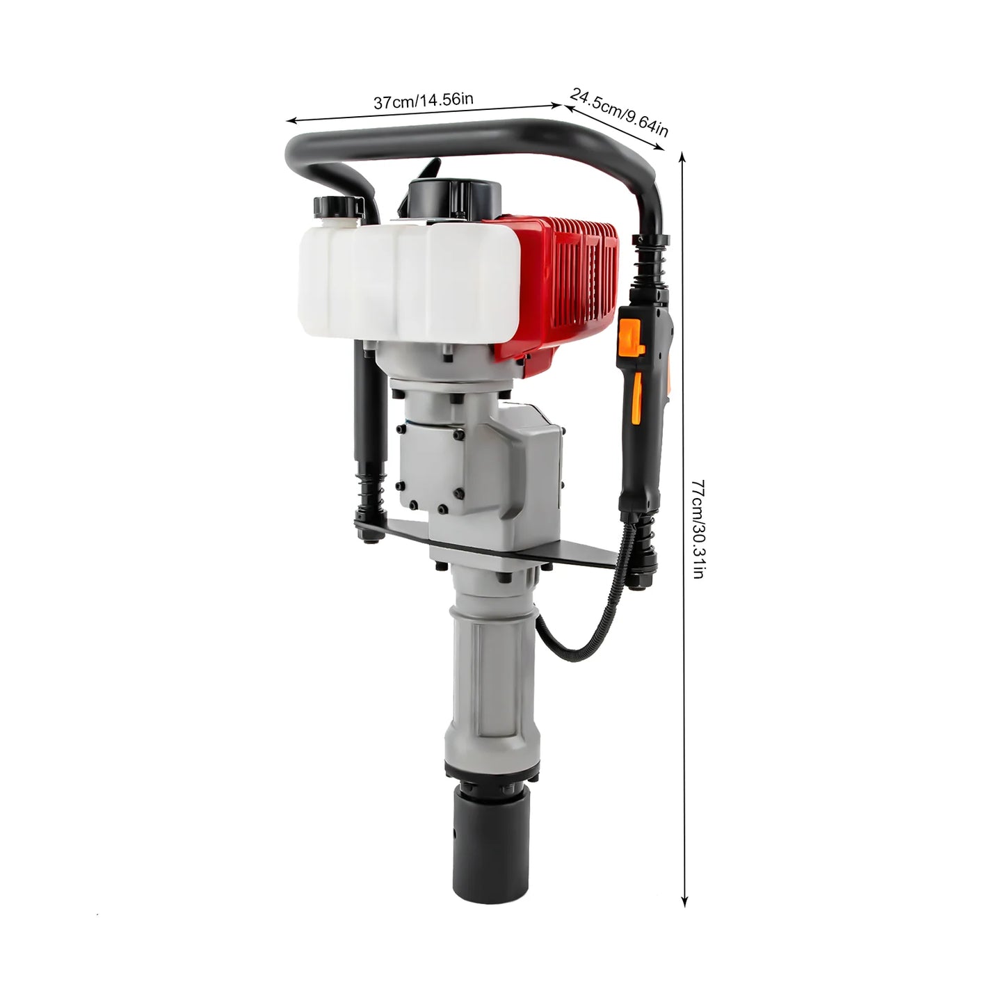 52CC 2-Stroke Gas Post Driver, 1900W Heavy Duty Pile Driver with 2 Driving Heads (55mm/70mm), Anti-Vibration Petrol Piling Tool for Fencing, Farm, Construction (1L Tank)