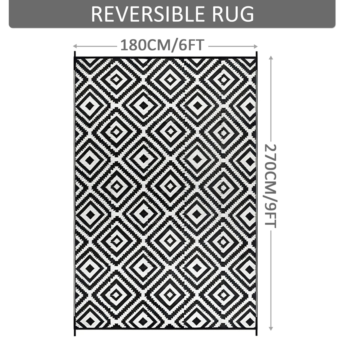 Waterproof Outdoor Plastic Straw Rugs Reversible Patio Rug For RV