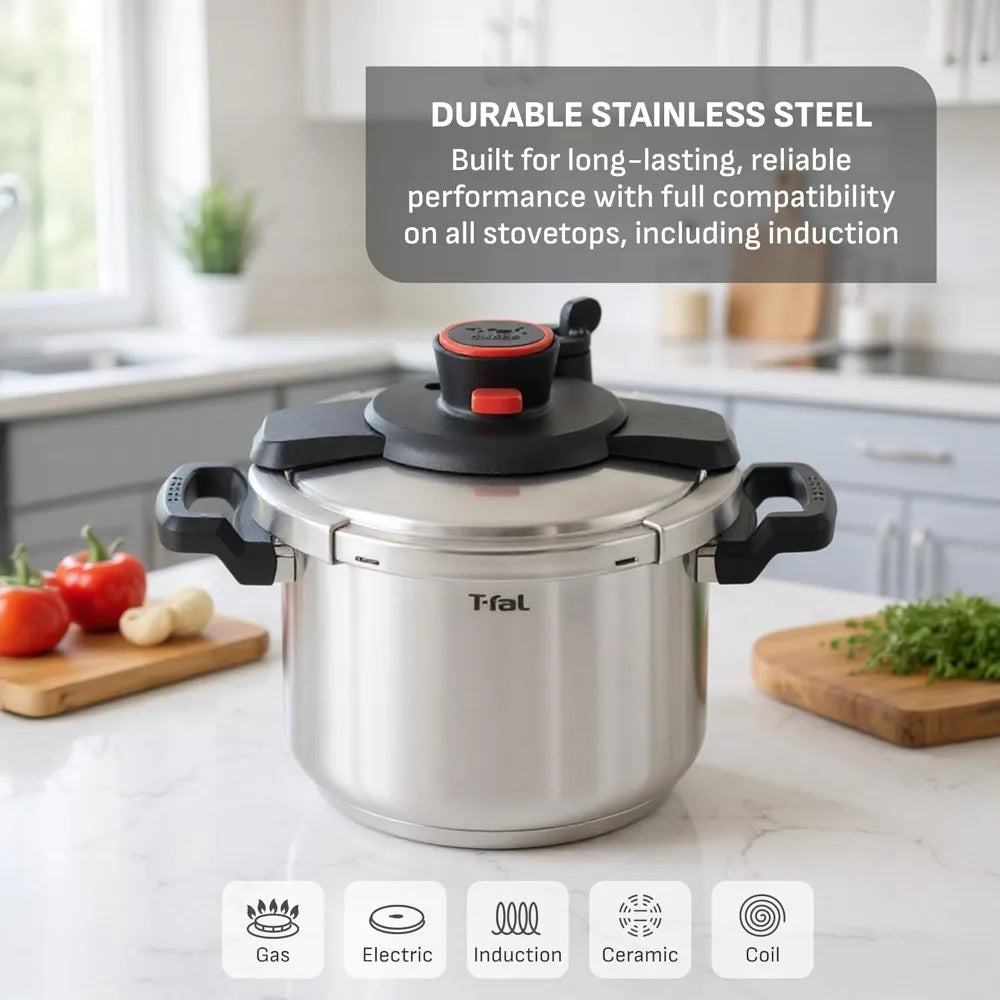 Stainless Steel Pressure Cooker Induction Compatible Secure Locking