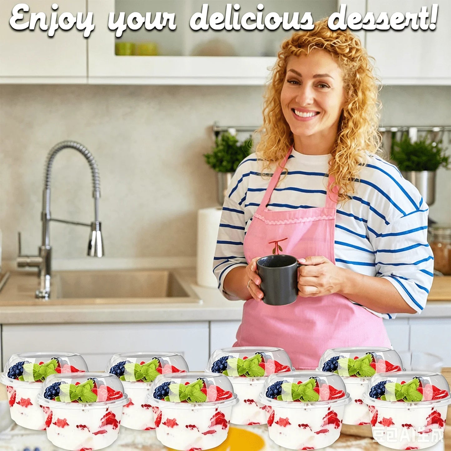 50 Pack 12 oz Plastic Dessert Cups Clear Acai Bowls with Lids Disposable Fruit Parfait Cups Containers With Spoon for Cupcake Yogurt Pudding Yogurt Parfait Smoothie