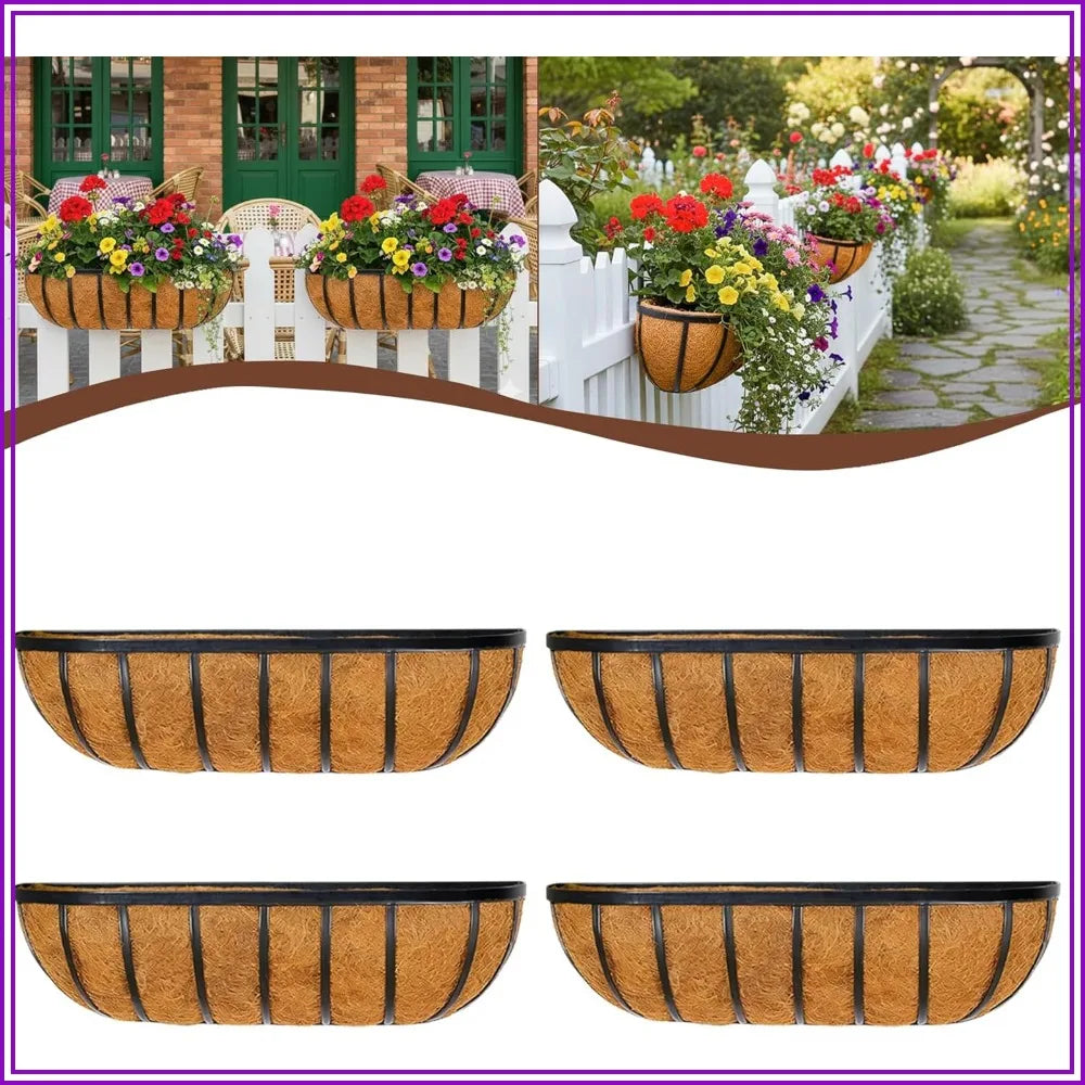 Metal Railing Planter Boxes With Coco Liners For Decks Fences Balconies