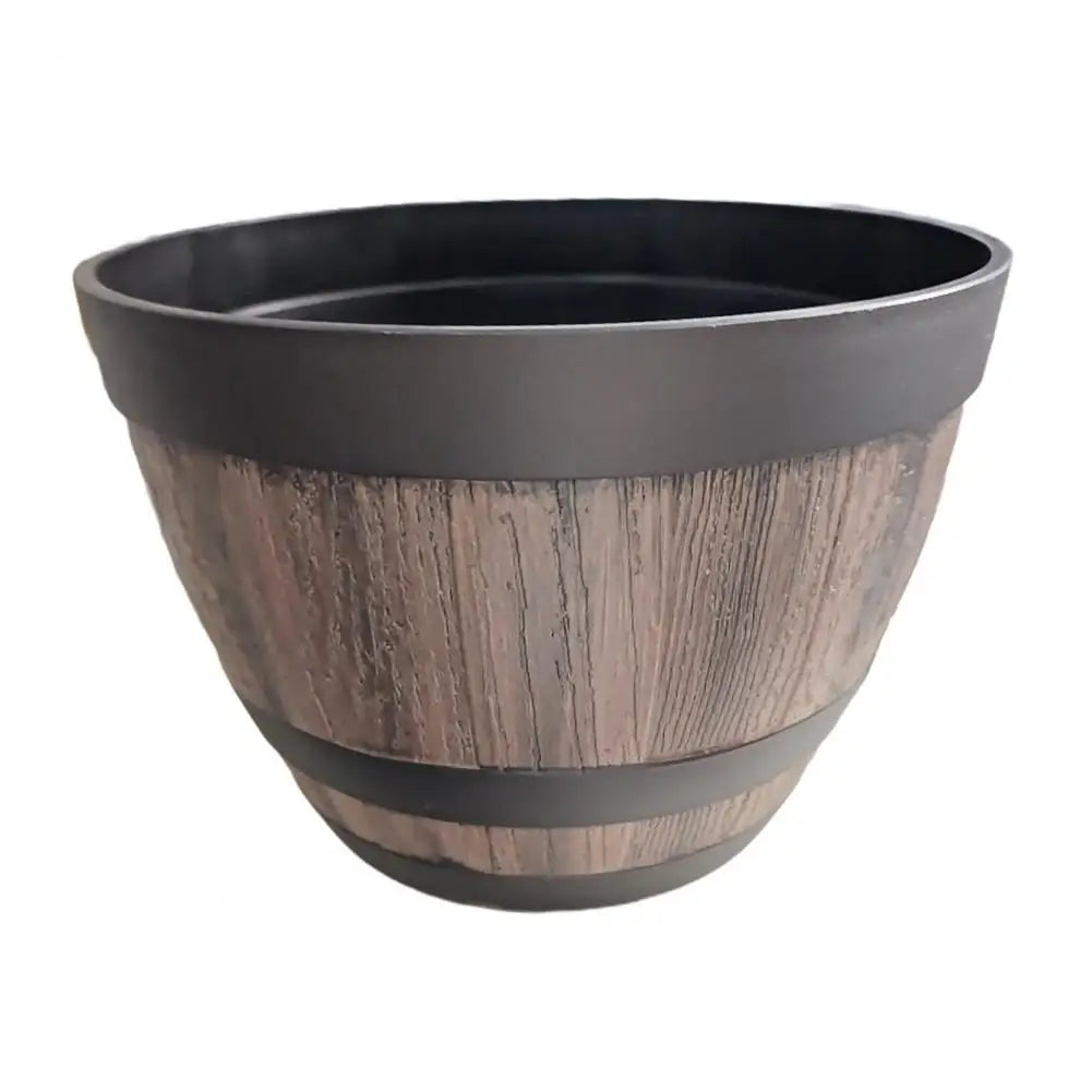 Rustic Farmhouse Whiskey Barrel Planter With Drainage Holes Plastic