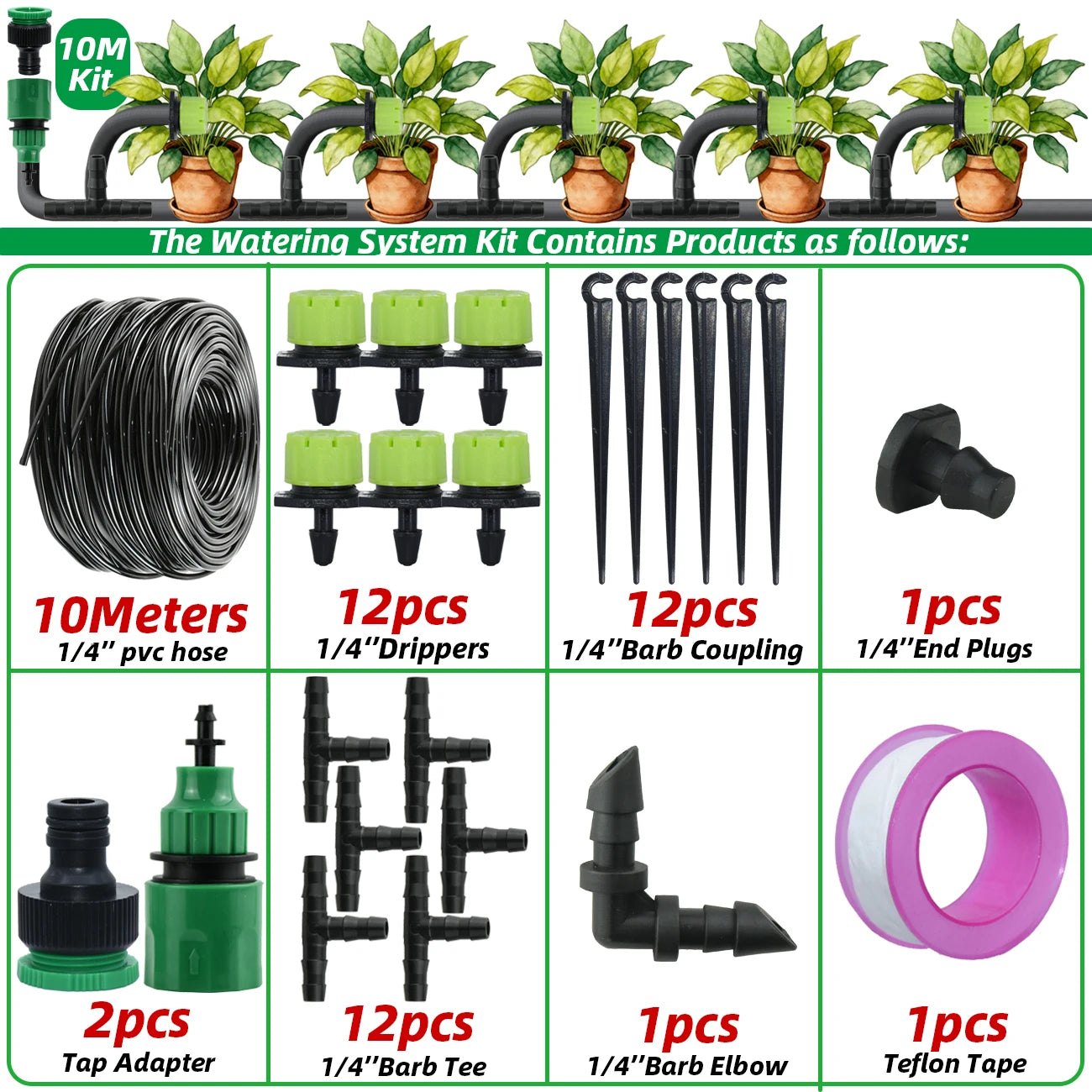 Adjustable Garden Drip Irrigation Kit Automatic Watering System