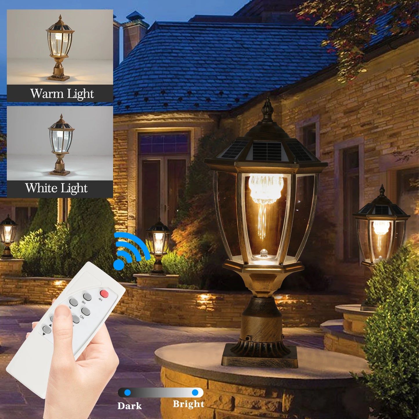 ARLGSITE Vintage Solar LED Post Light Outdoor Garden Lamp