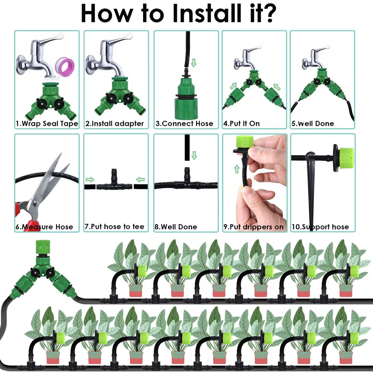 Adjustable Garden Drip Irrigation Kit Automatic Watering System