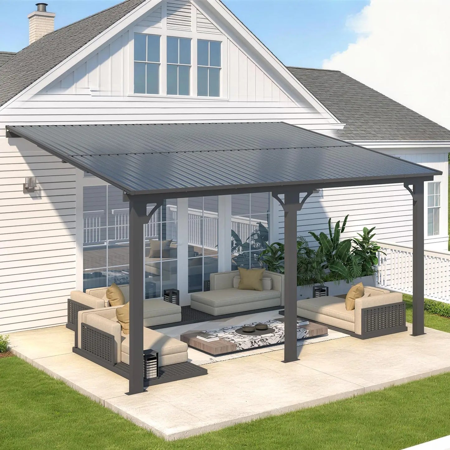 Heavy Duty Aluminum Gazebo Pergola With Hard Top Roof