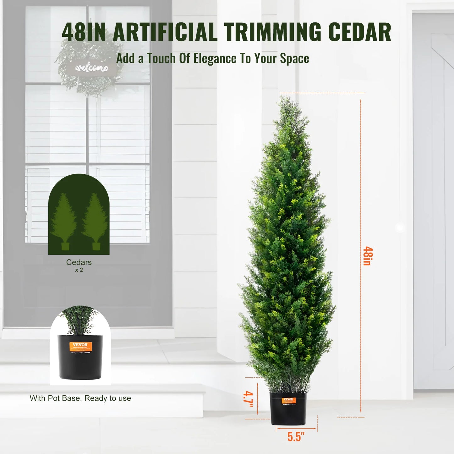 SucceBuy Artificial Cedar Topiary Tree For Home Outdoor Decor