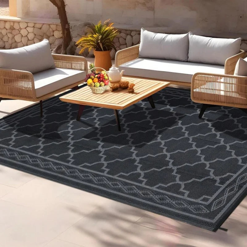 Geometric Outdoor Rug Waterproof Patio Mat For Balcony Camping