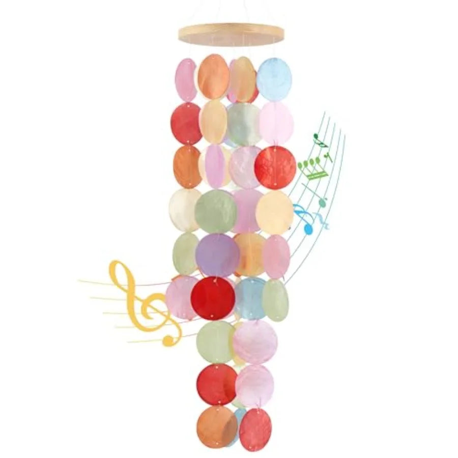 Handmade Capiz Shell Outdoor Wind Chime, Coastal Blue Elegant Garden Decor