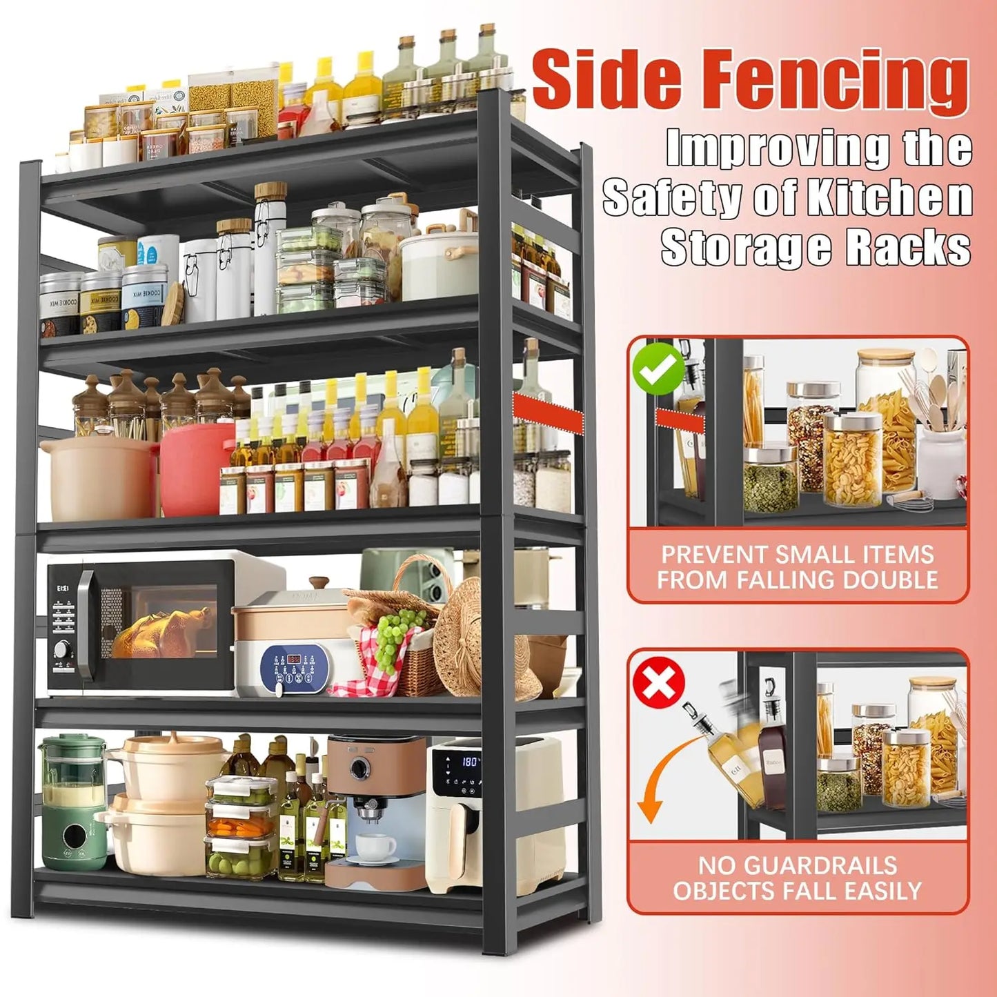 Heavy Duty Metal Shelving Unit 5-Tier Adjustable Kitchen Storage