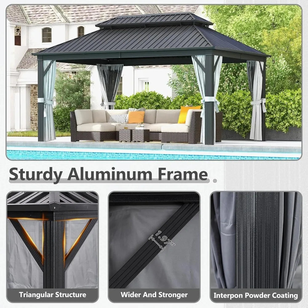 DUOFU Hardtop Gazebo Aluminum Frame Outdoor Patio Pavilion