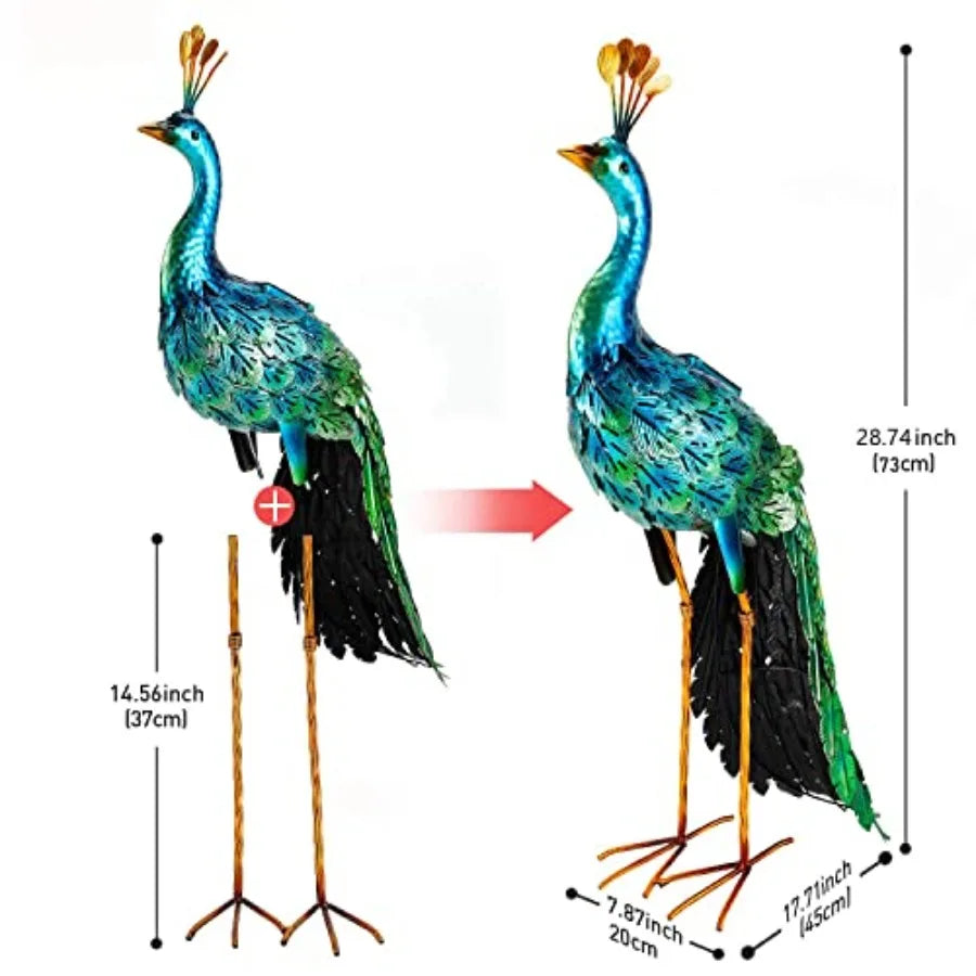 SHXI Outdoor Solar Peacock Garden Statue Yard Art Decor