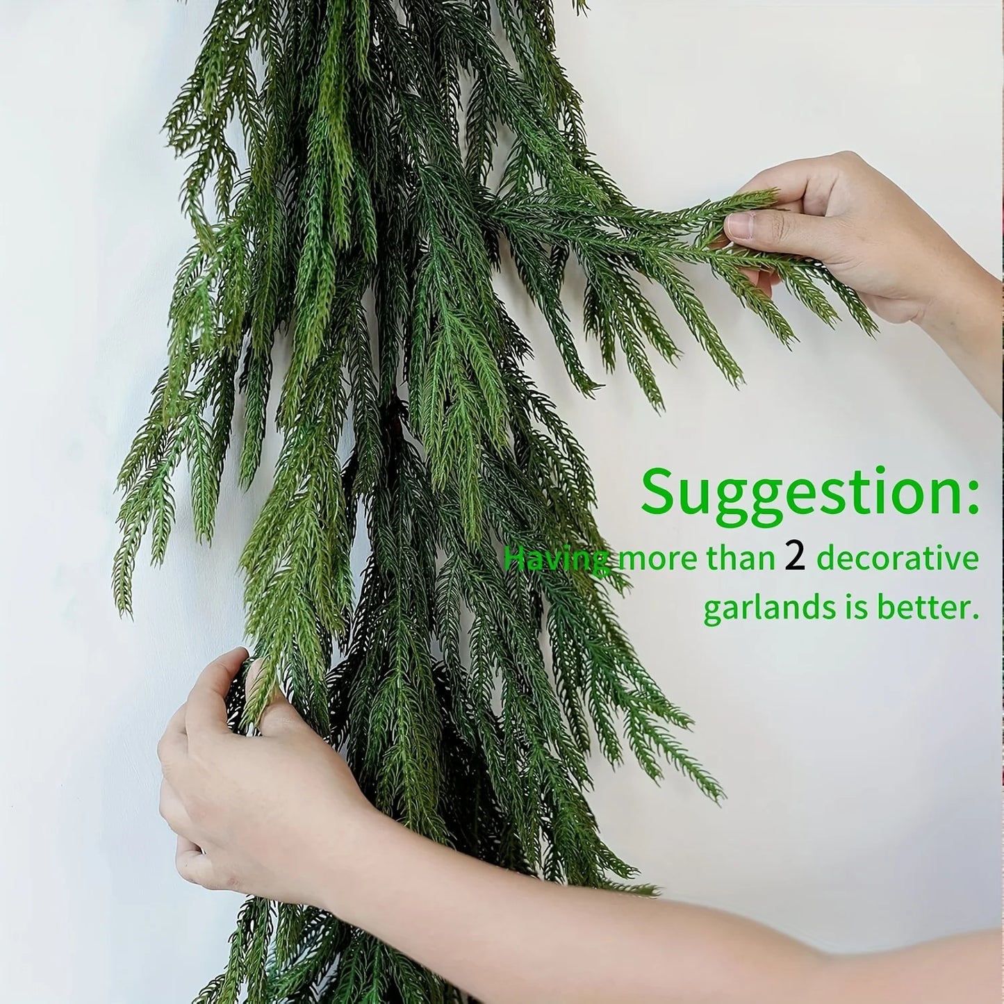 1pc Artificial Norfolk Pine Christmas Wreath Fake Green Garland Front Door Walls Porches Home Decor Xmas Decor Christmas Decor