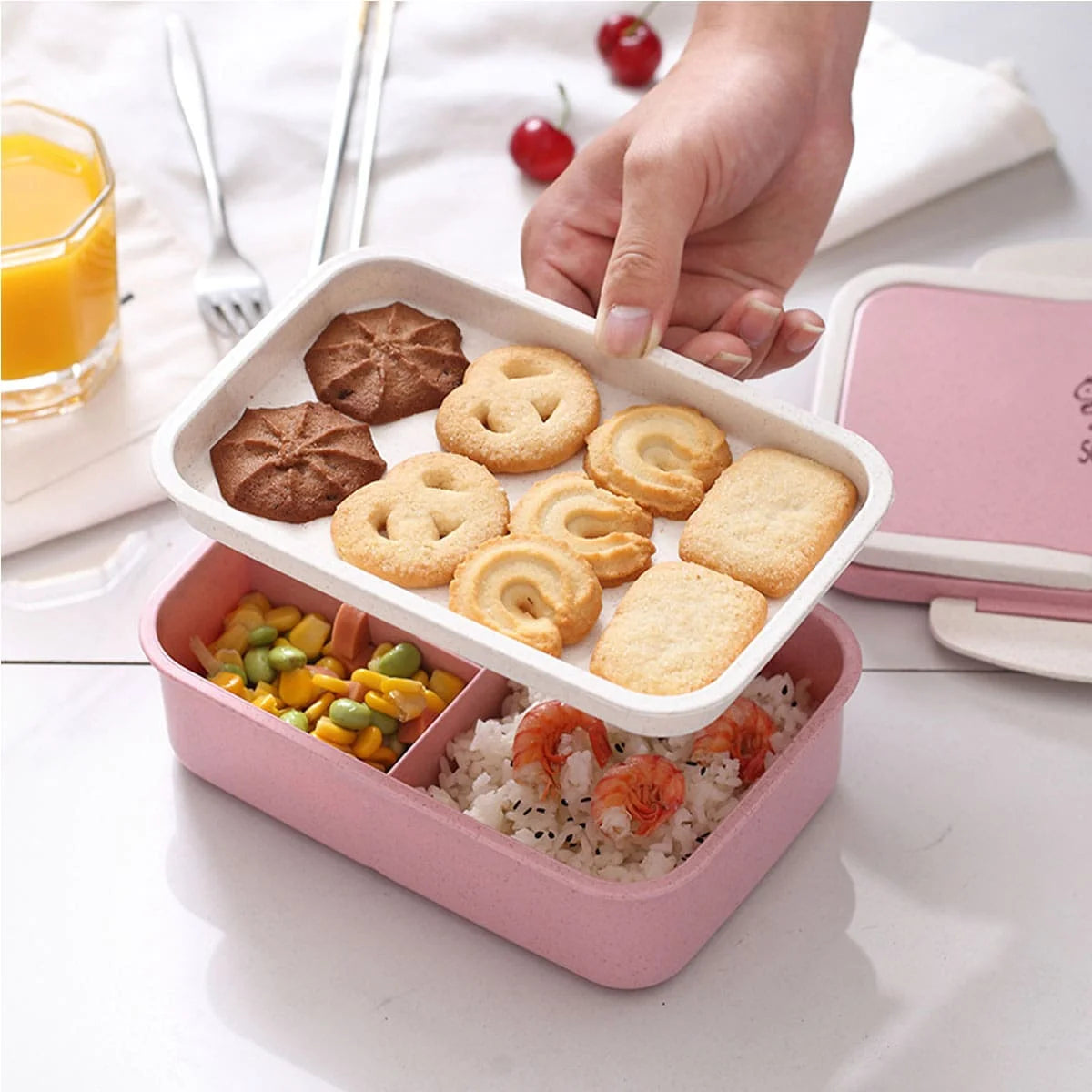 1pcs  Wheat Straw Tableware Bento Box Student Multi-Layer Sushi Box Fruit Box Set