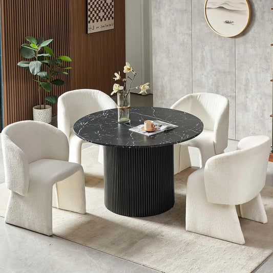 Modern Round Dining Table Set With Barrel Chairs French Country