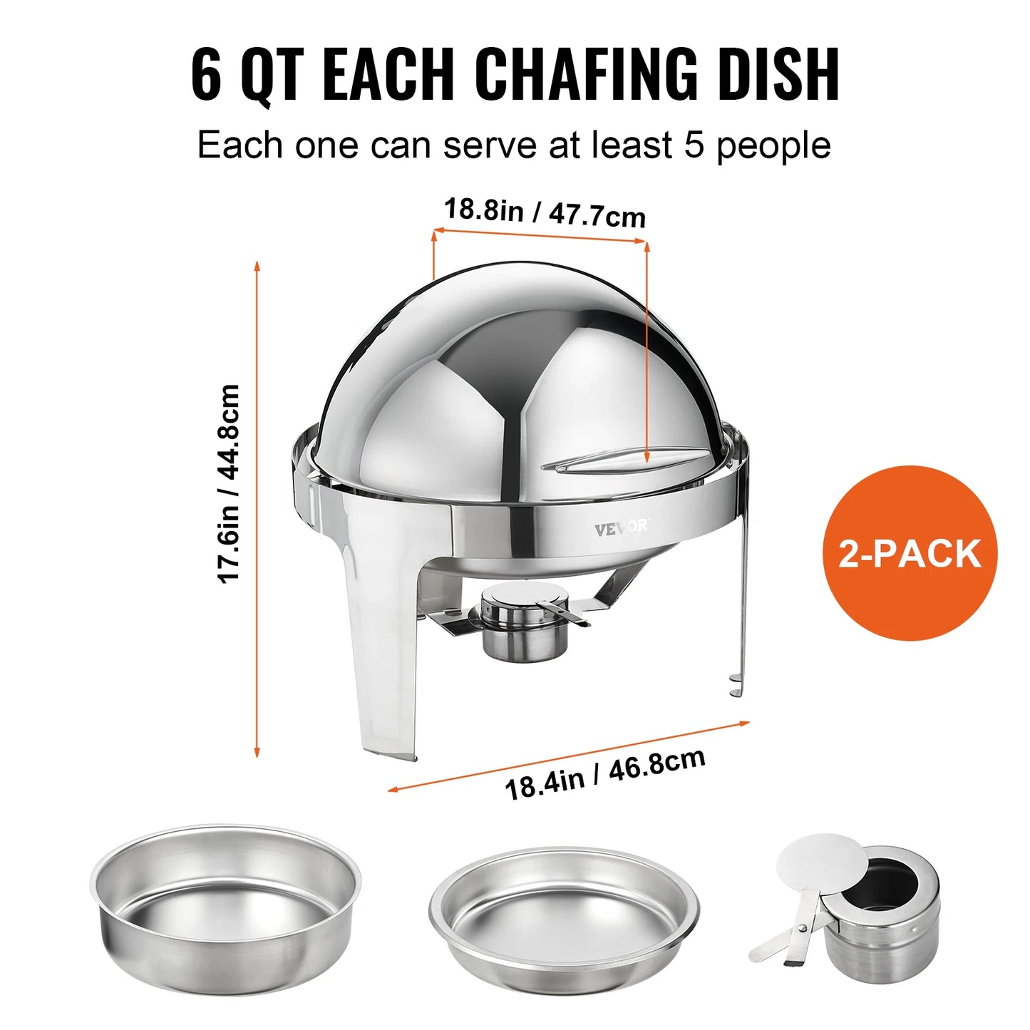 Succebuy Rolltop ChafingDish Buffet Set 6 Qt With Pans
