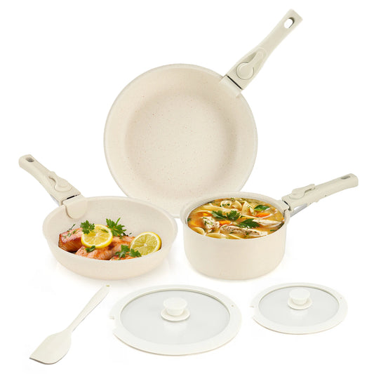 JHK Nonstick 12-Piece Pots And Pans Set With Detachable Handle