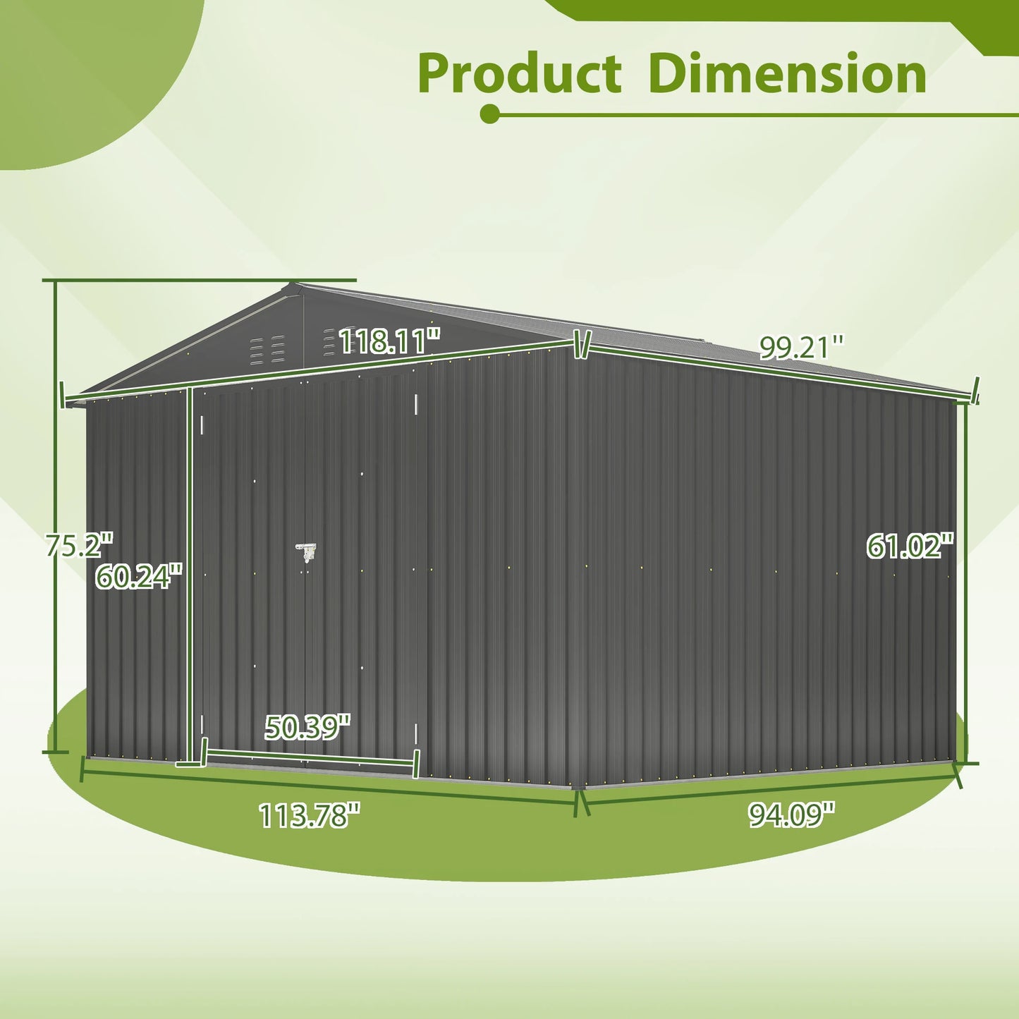 Outdoor Storage Shed 10x8 FT All Weather Metal Shed with Lockable Doors Garden Tool Shed for Patio Backyard Lawn Black