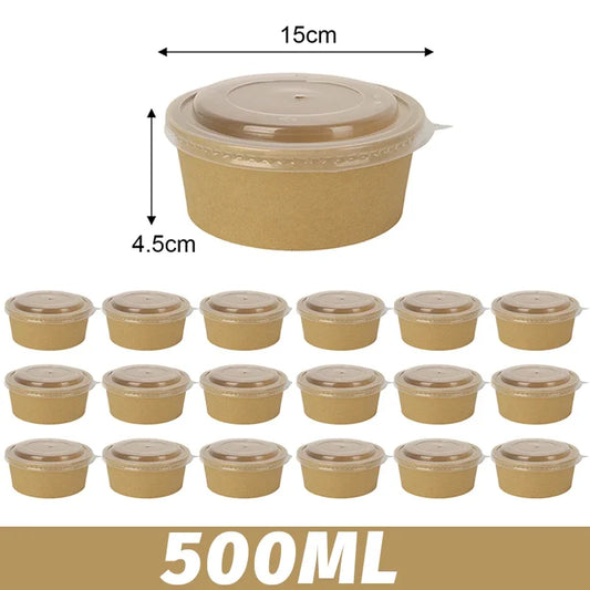 Kraft Paper Disposable Lunch Boxes With Lids For Soup Noodles