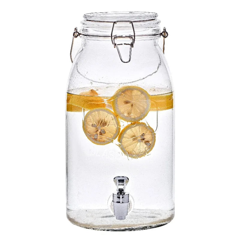 Clear Glass Mason Sun Tea Beverage Dispenser Jar