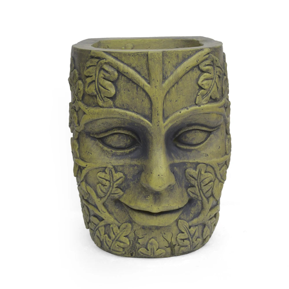 Cast Stone Planter With Intricate Carvings And Durable Construction