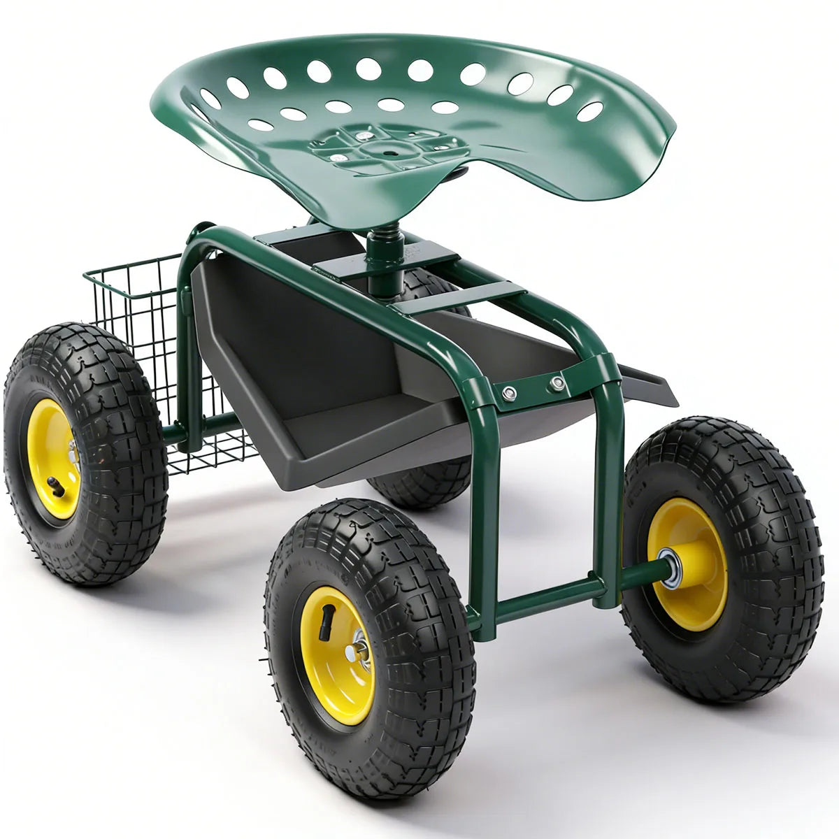 Garden Seat With Wheels Rolling Cart And Tool Tray