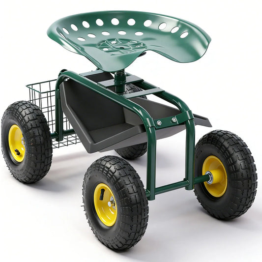 Garden Seat With Wheels Rolling Cart And Tool Tray