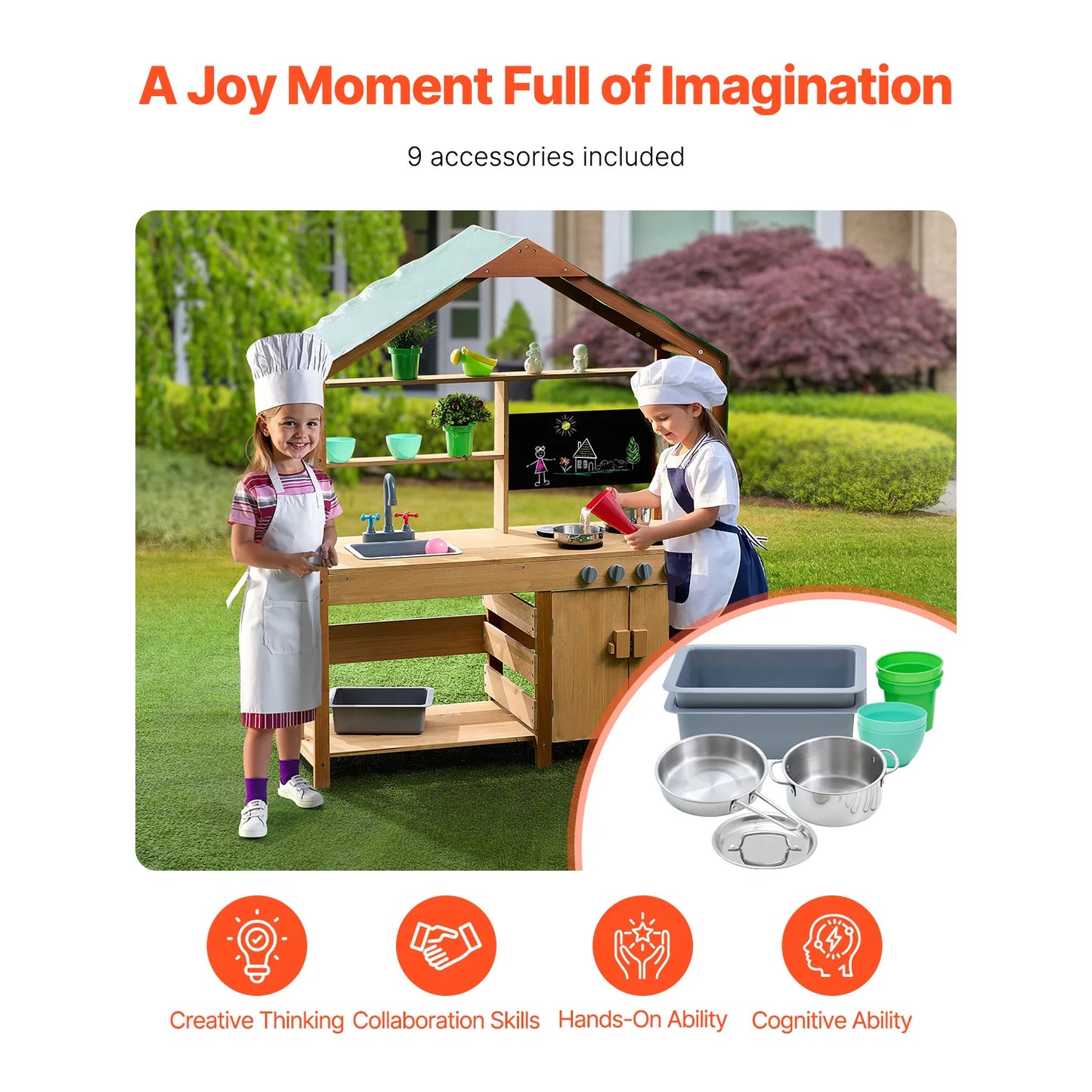 Mud Kitchen Play Set For Kids With Stoves And Faucet