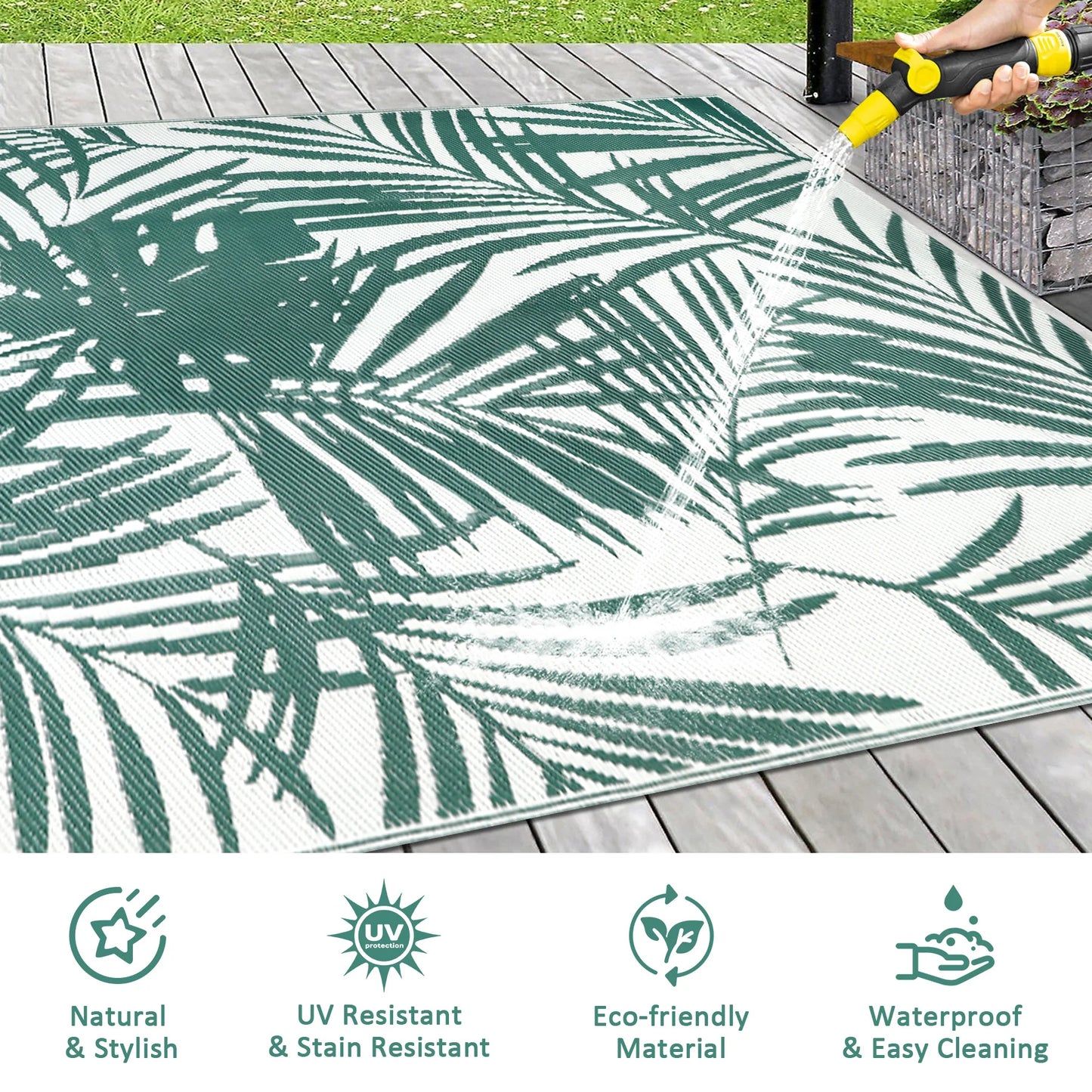 Outdoor Rugs Waterproof Reversible Patio Mat For Family Camp RV