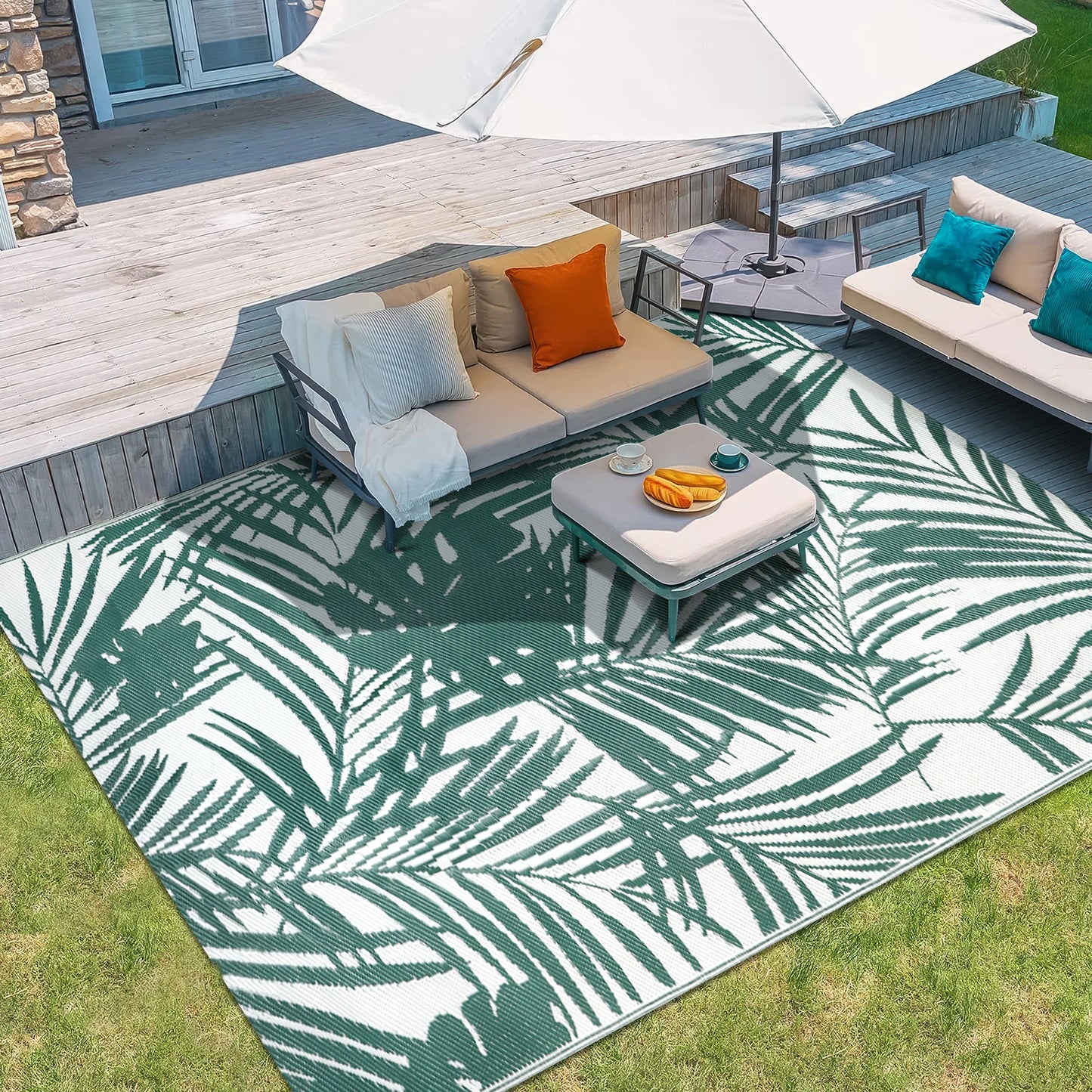 Outdoor Rugs Waterproof Reversible Patio Mat For Family Camp RV