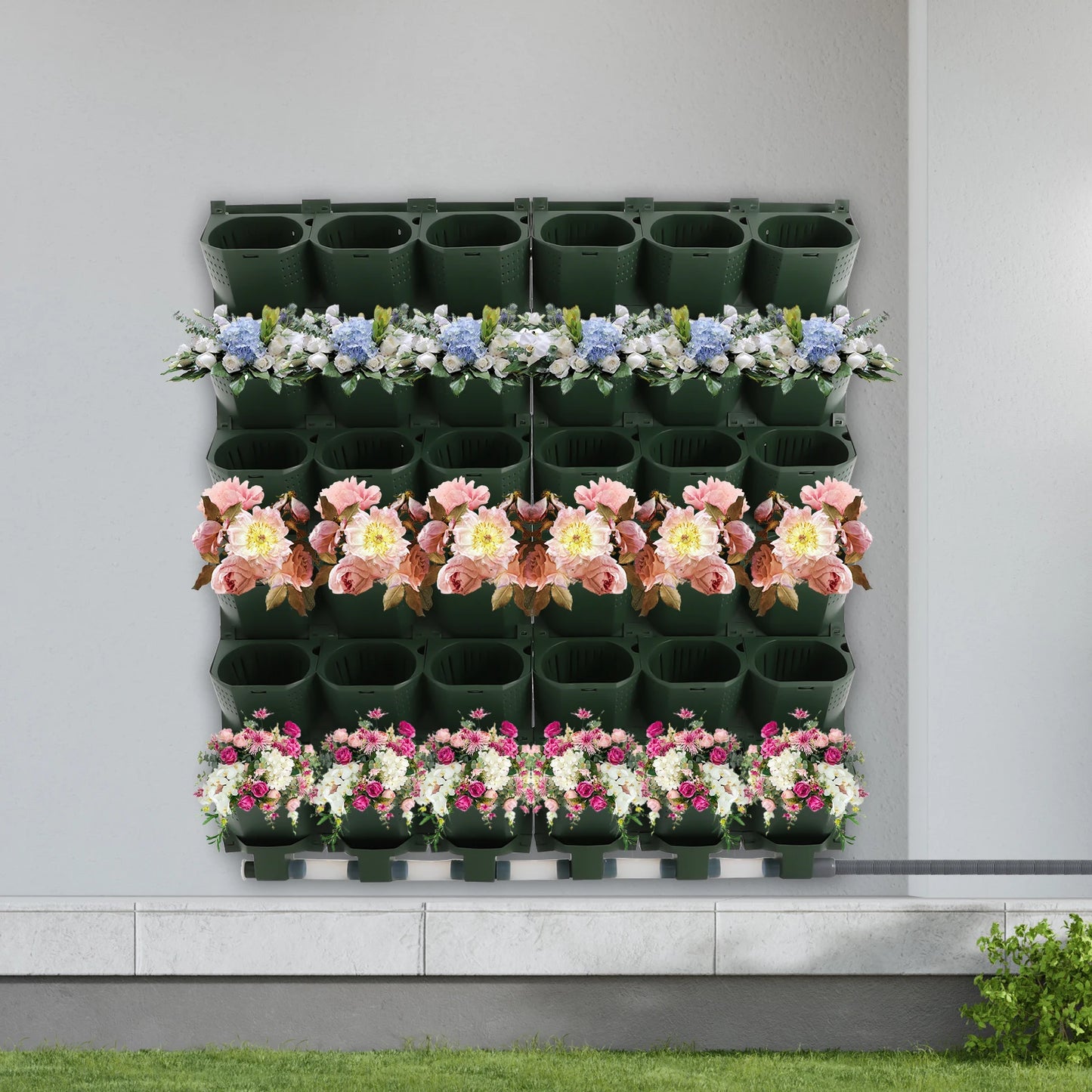 Self-Watering Hanging Flower Pot Set With Timer For Wall Mounted Vertical Garden