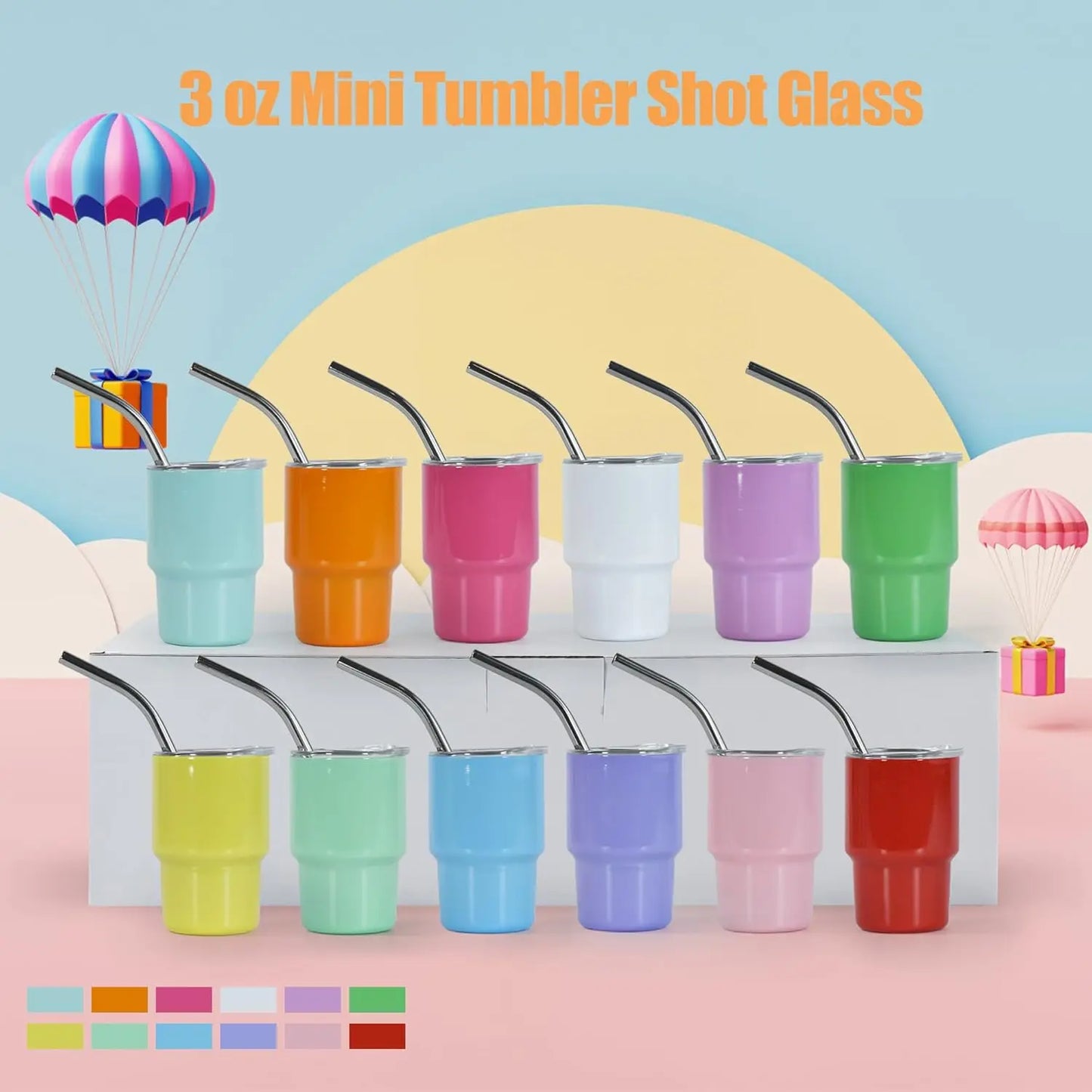 Mini Tumbler Shot Glasses With Straw And Lid