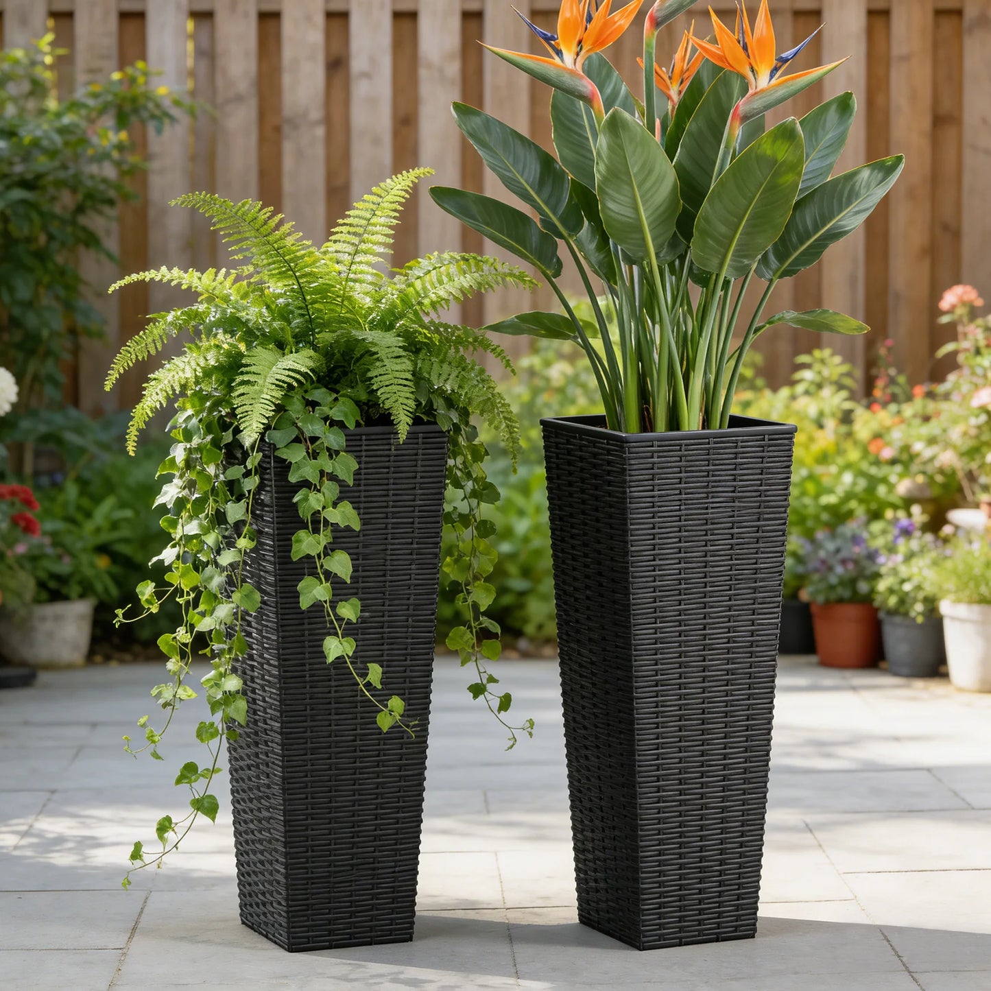 Two Piece Resin Plant Pots With Drainage Holes And Removable Inner Pots