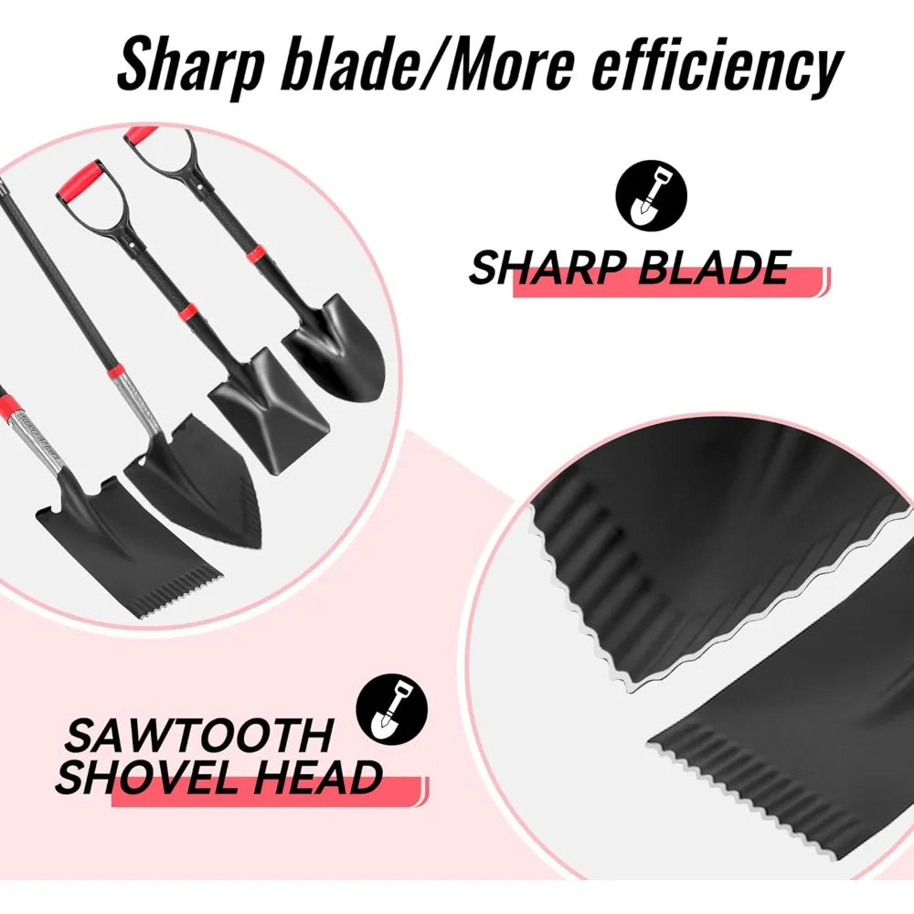 Steel Garden Shovel Set With D Grip Handles For Digging And Planting