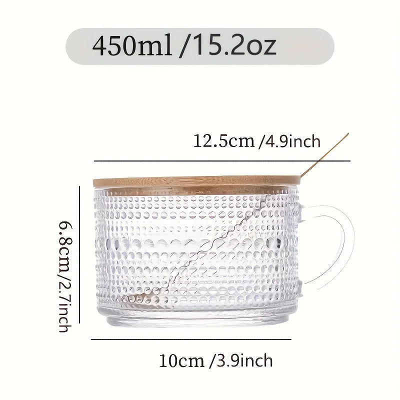 Glass Cups With Wooden Lids Set Of Four For Cappuccino