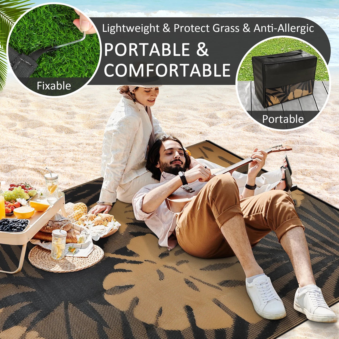 Outdoor Waterproof Recycled Polypropylene Straw Rug Patio Carpet