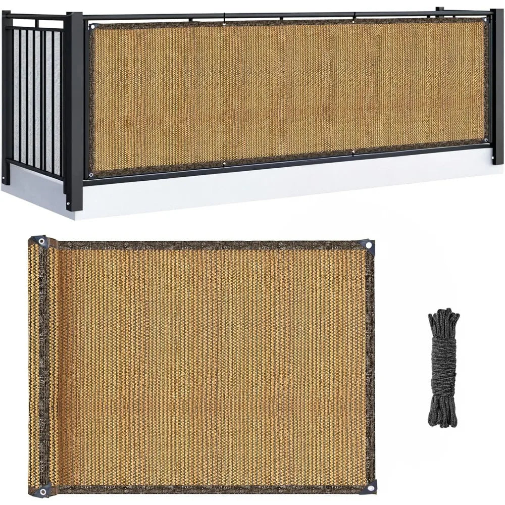 Breathable Brown Privacy Fence Shade Screen, 75% Shading HDPE Mesh for Backyard Balcony Patio, 3 X 10 Feet