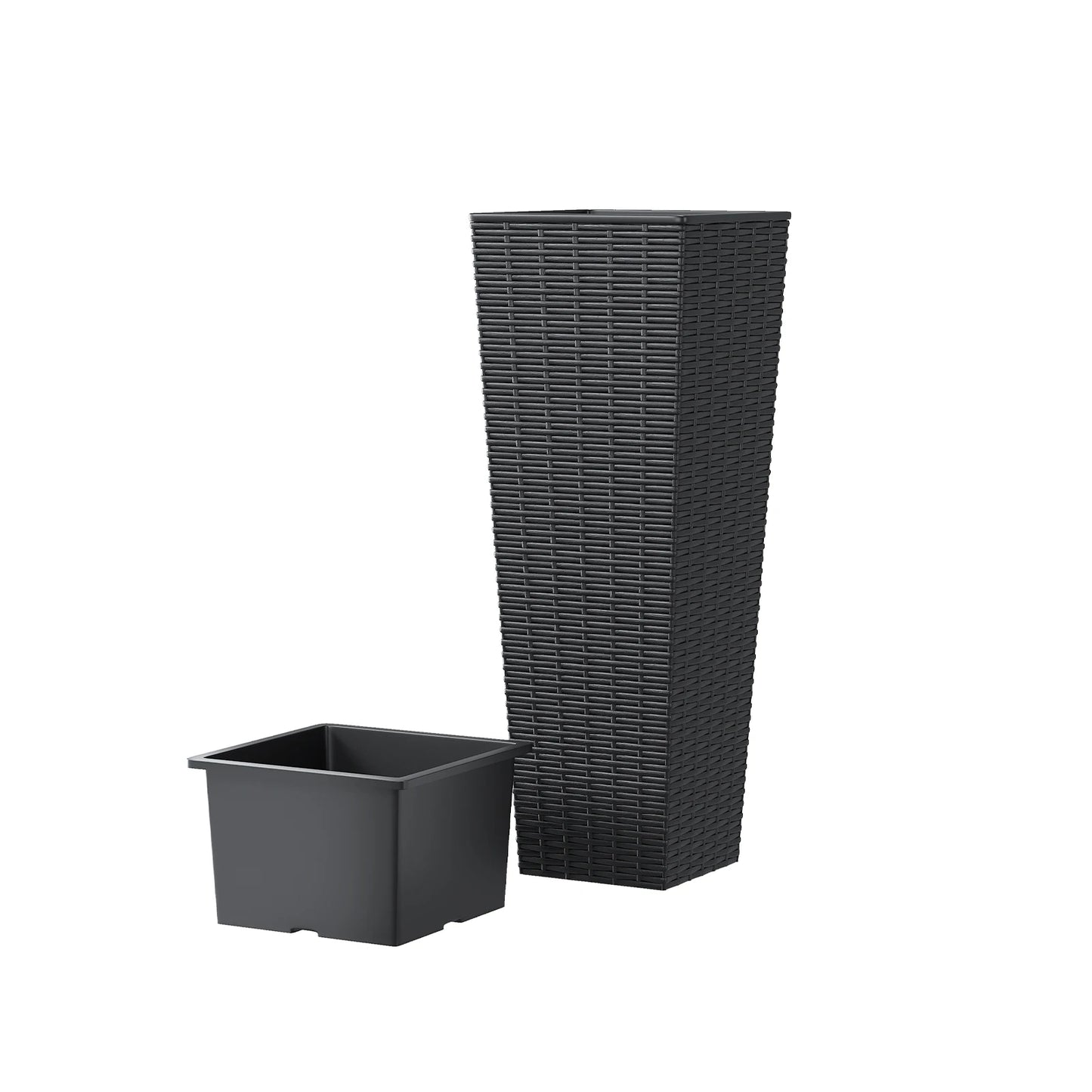 Two Piece Resin Plant Pots With Drainage Holes And Removable Inner Pots