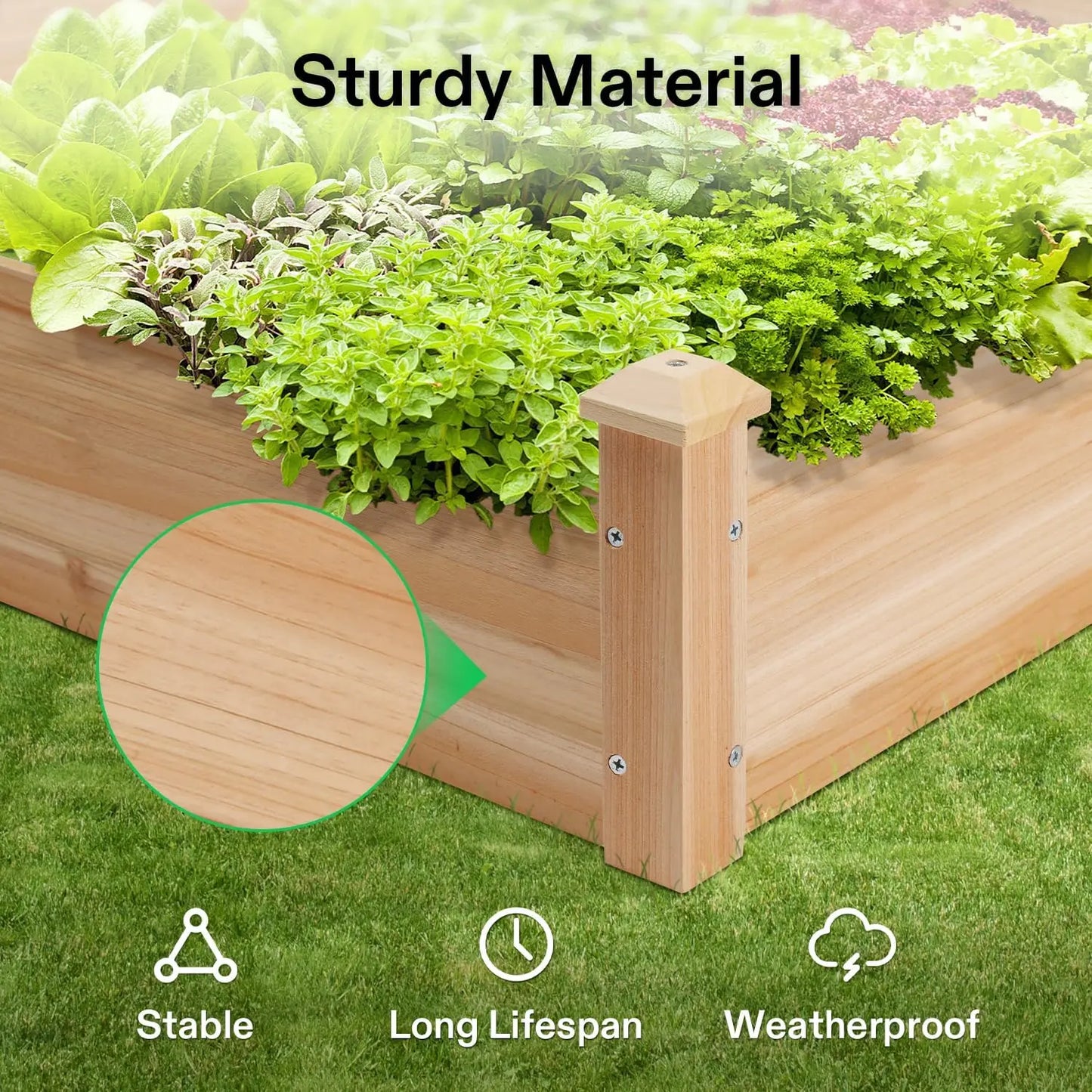 3-Tier Wooden Raised Garden Bed For Outdoor Planting
