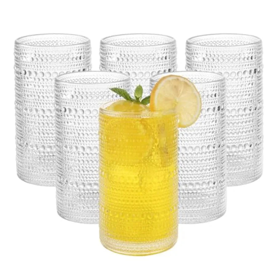 Vintage Hobnail Drinking Glasses Highball Tumblers for Water