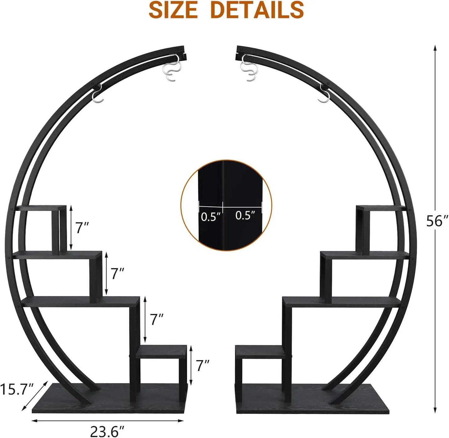 TWISTER.CK 2-Pack 5-Tier Indoor Half Moon Metal Plant Stand