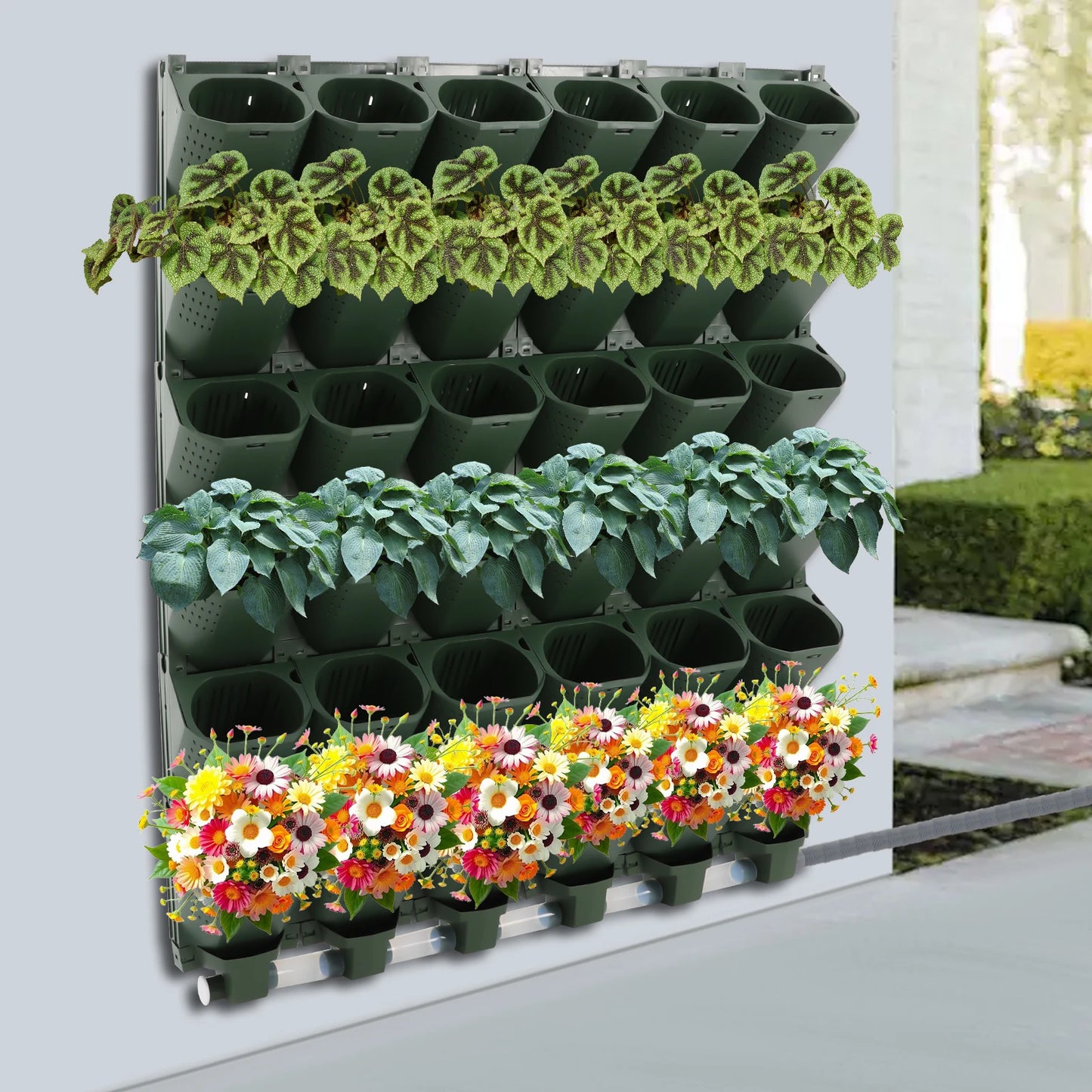 Self-Watering Hanging Flower Pot Set With Timer For Wall Mounted Vertical Garden