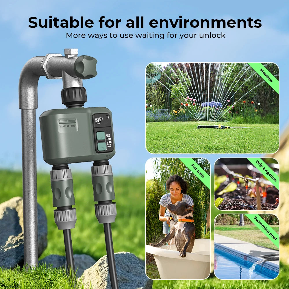 ESHICO Wireless Water Timer HCT-636 2-Zone Irrigation System