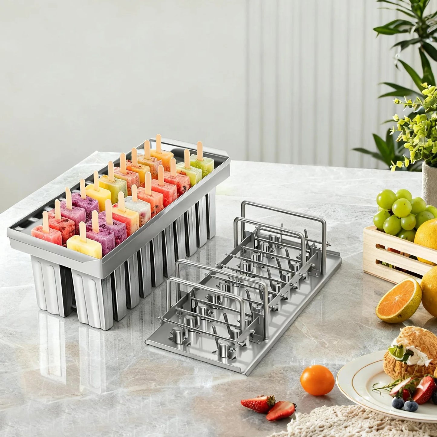 Stainless Steel Ice Cream Mold Set 20 Cavities For Kitchen