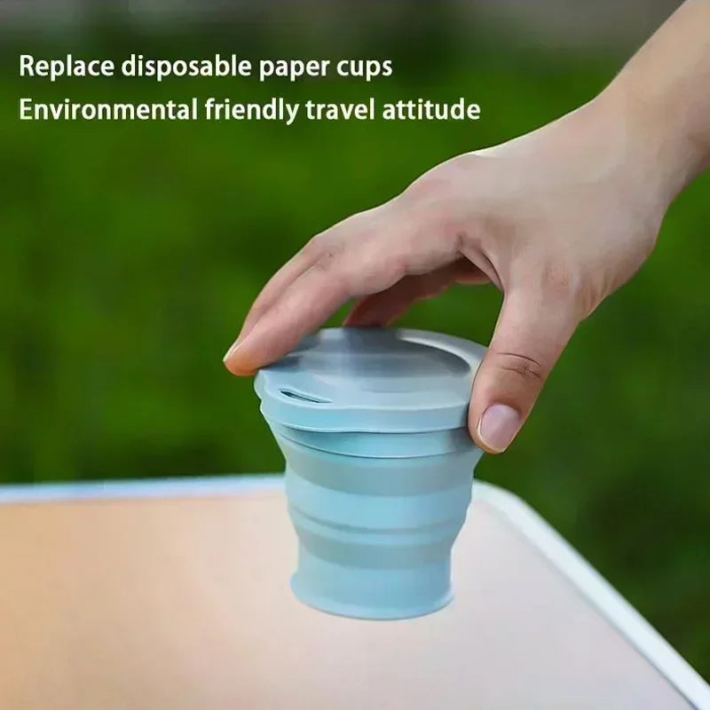 Silicone Folding Telescopic Cup With Lid For Tea And Coffee