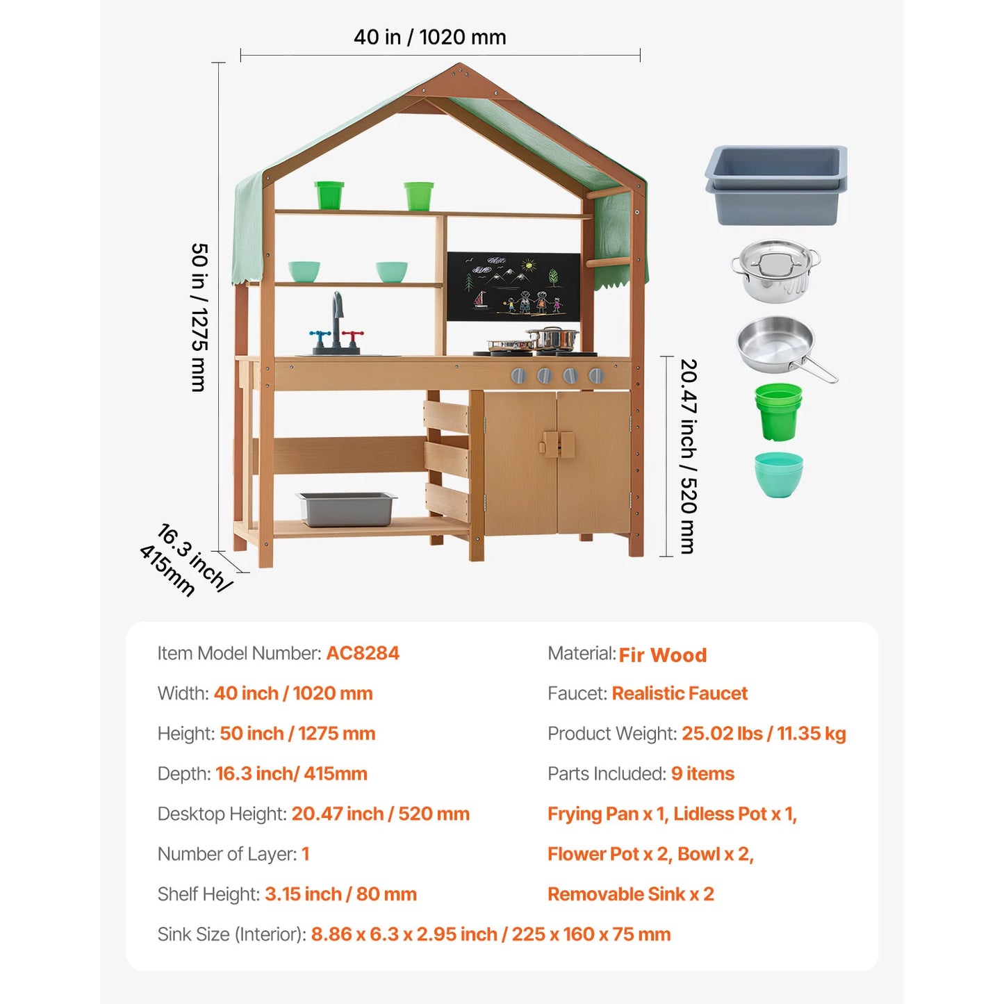 Mud Kitchen Play Set For Kids With Stoves And Faucet